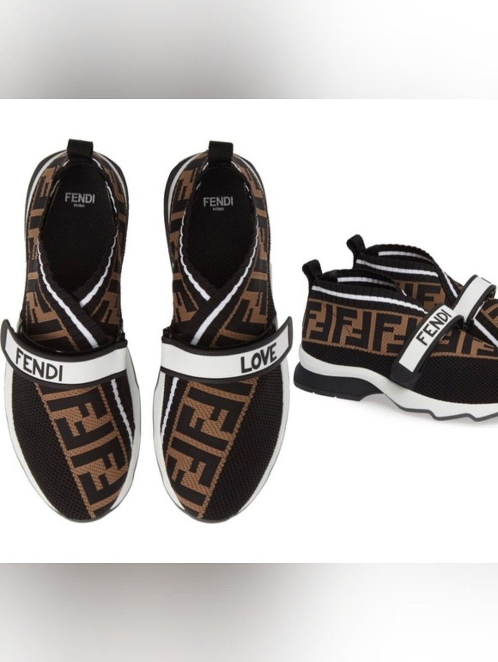 Fendi Rockoko knit Slip On sneakers Authentic Shoes
